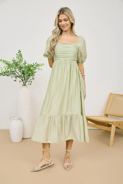 Ellie Pleated Midi - Kiwi