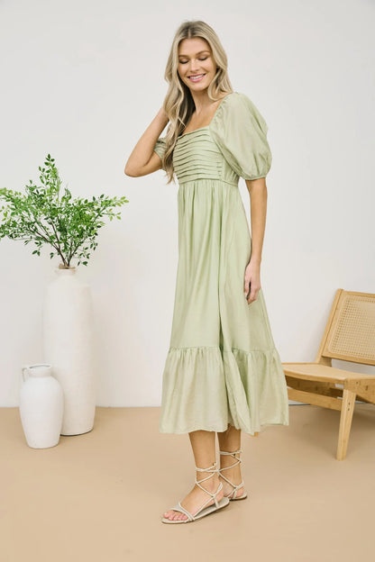 Ellie Pleated Midi - Kiwi